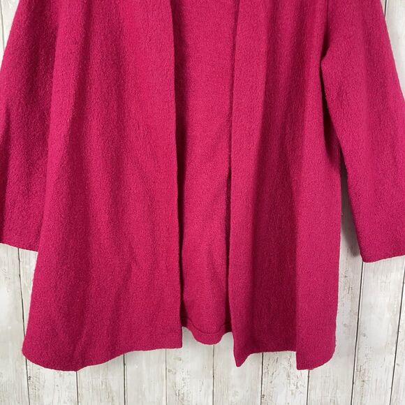 Koret Sweater Womens Large Wool Blend Cardigan Open Front Raspberry Pink - Picture 3 of 9